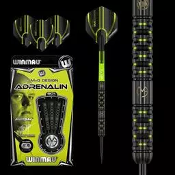 Click here to learn more about the Winmau MVG Michael Van Gerwen Adrenalin 90% Tungsten Steel Tip Darts.